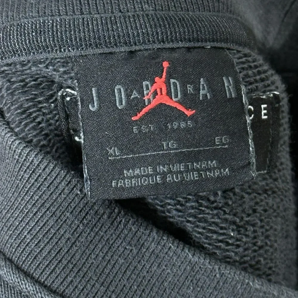 Y2k Air Jordan Embroidered Crewneck Sweatshirt Mens XL Black Pullover Streetwear